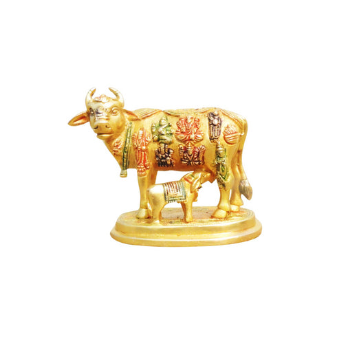 Brass Cow With Calf Statue 2.3Kg